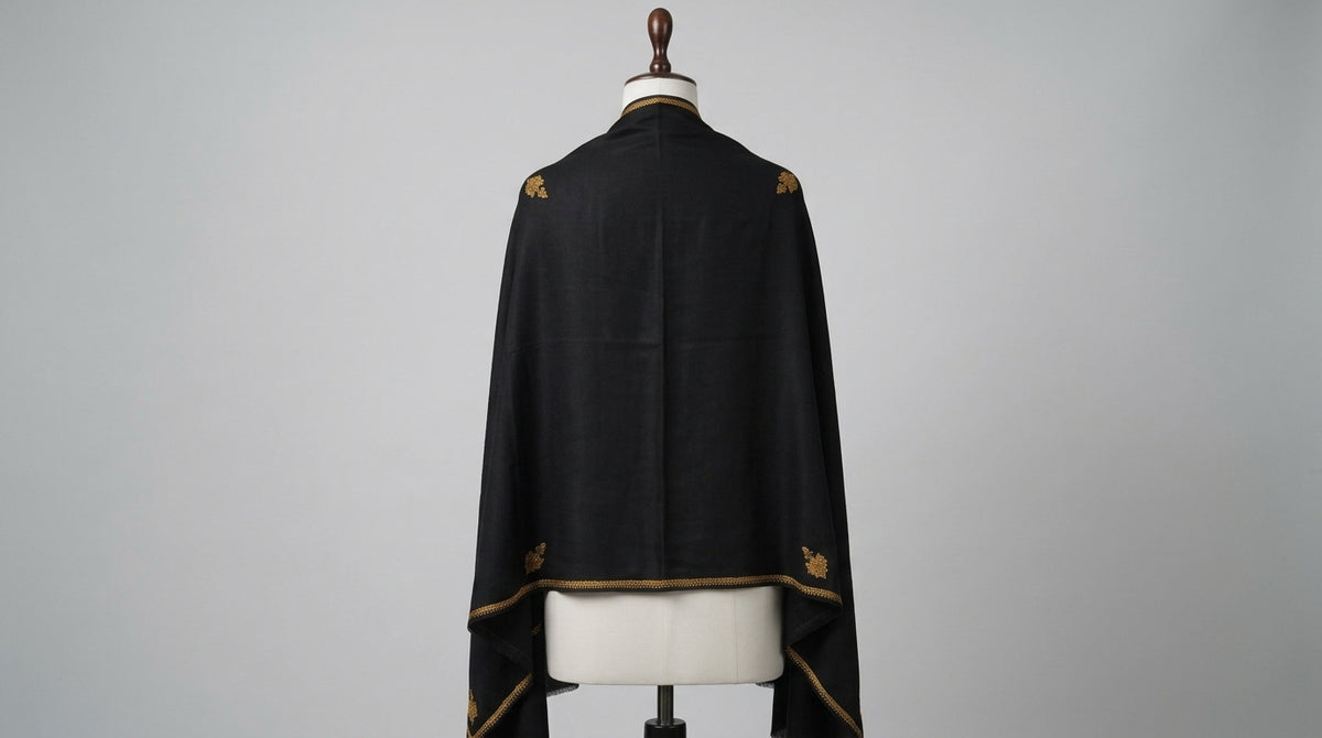 Kashmiri Pashmina Shawl — Onyx & Gold