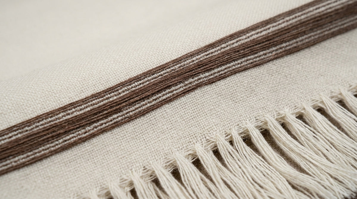 Wool Border Lohi — Ivory & Maroon