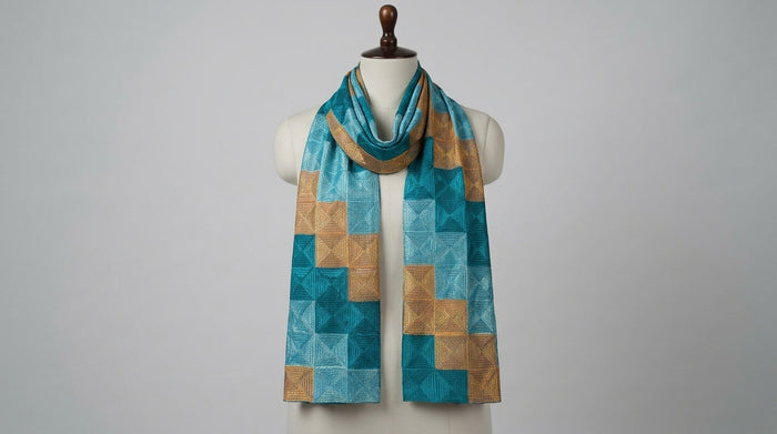 Phulkari Bagh Dupatta — Teal & Gold