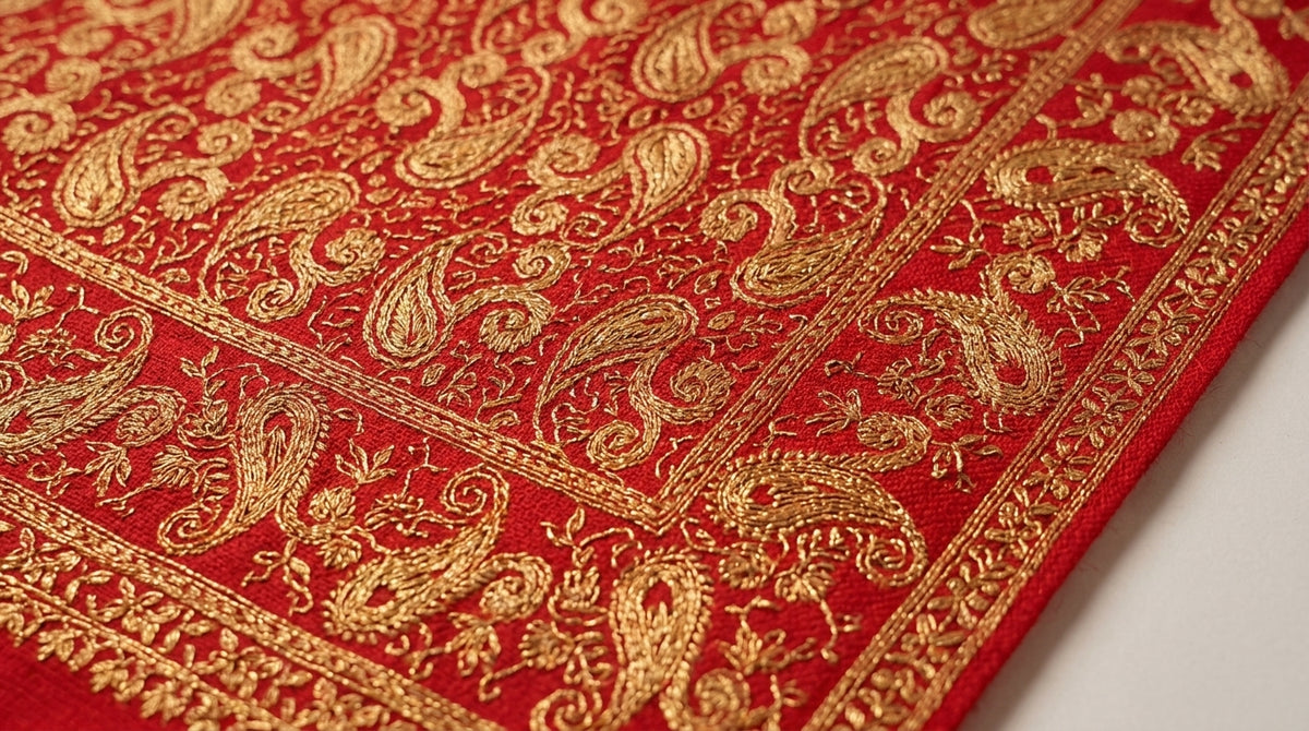 Kani Silk Stole — Rust & Gold