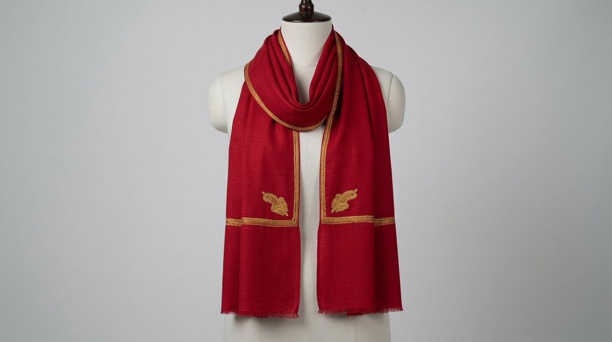 Kashmiri Pashmina Shawl — Ruby & Gold