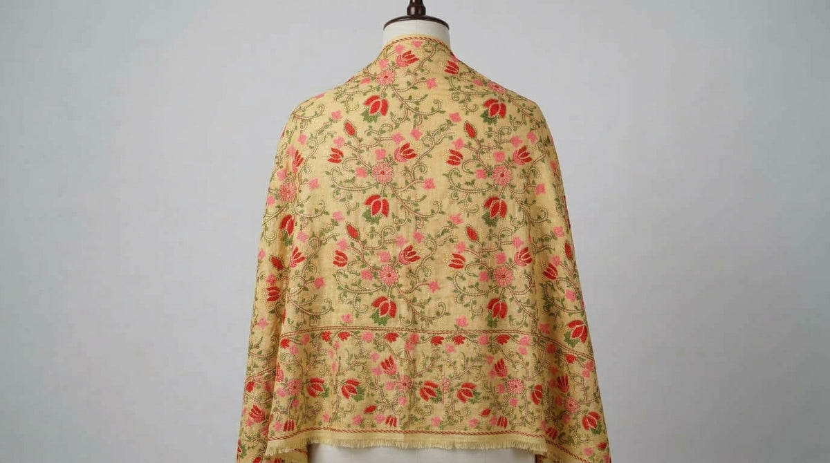 Phulkari Dupatta — Cream & Pink