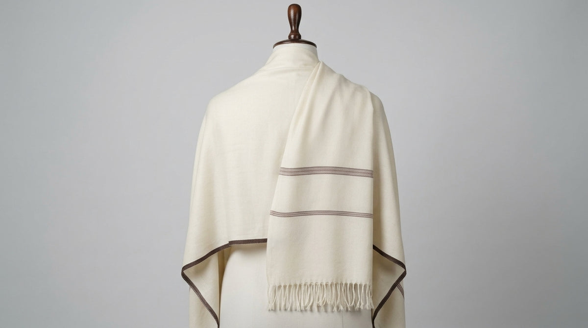 Wool Border Lohi — Ivory & Maroon