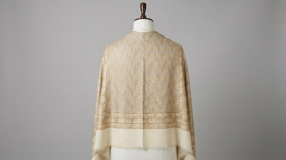 Kani Silk Stole — Taupe & Ivory