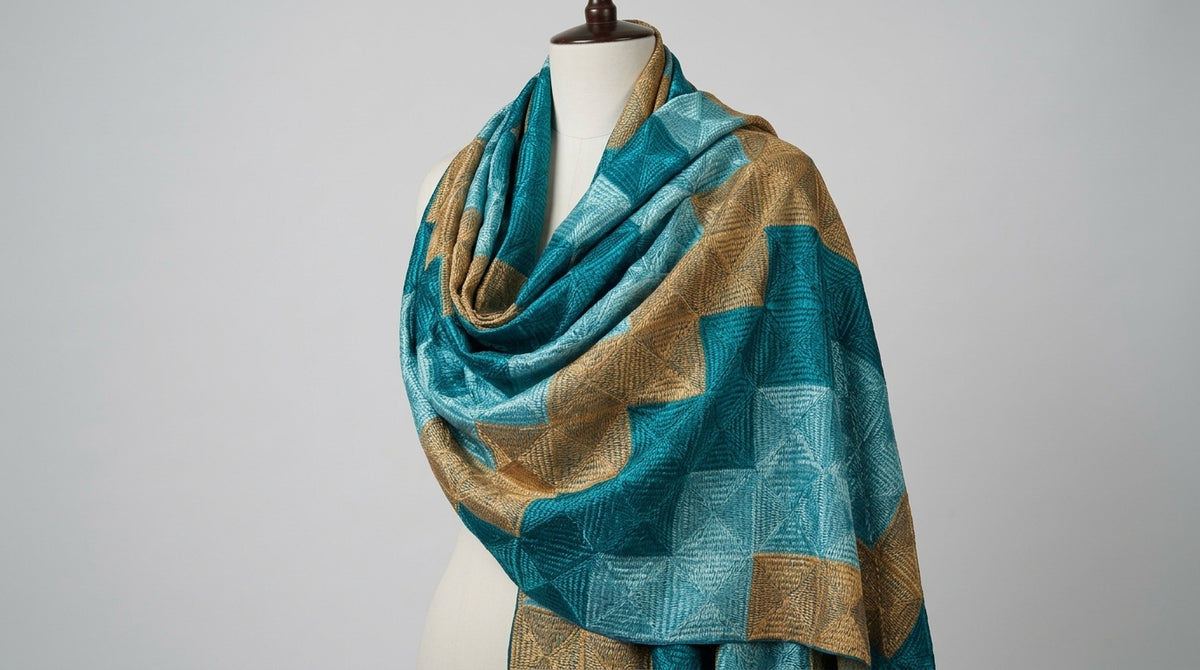 Phulkari Bagh Dupatta — Teal & Gold