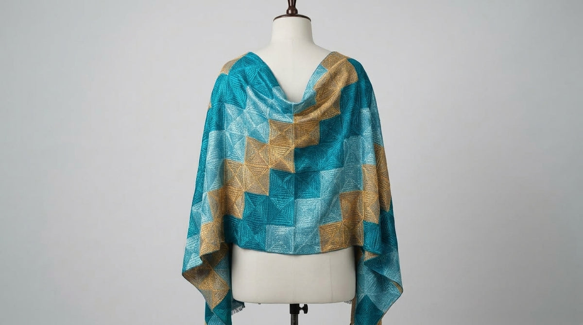 Phulkari Bagh Dupatta — Teal & Gold