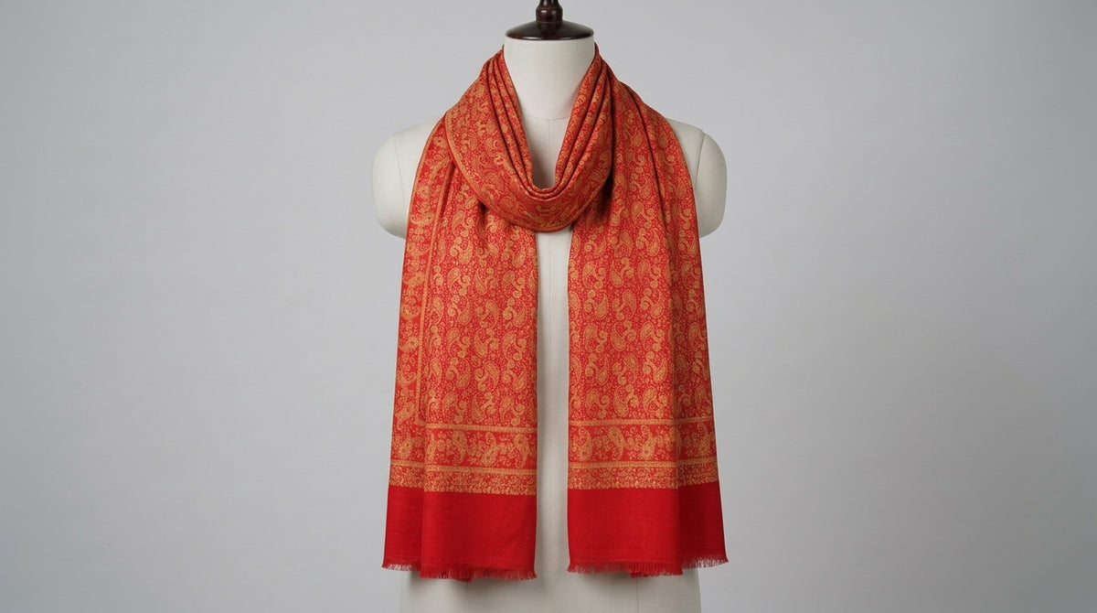 Kani Silk Stole — Rust & Gold