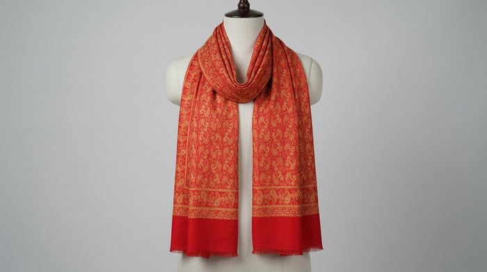 Kani Silk Stole — Rust & Gold