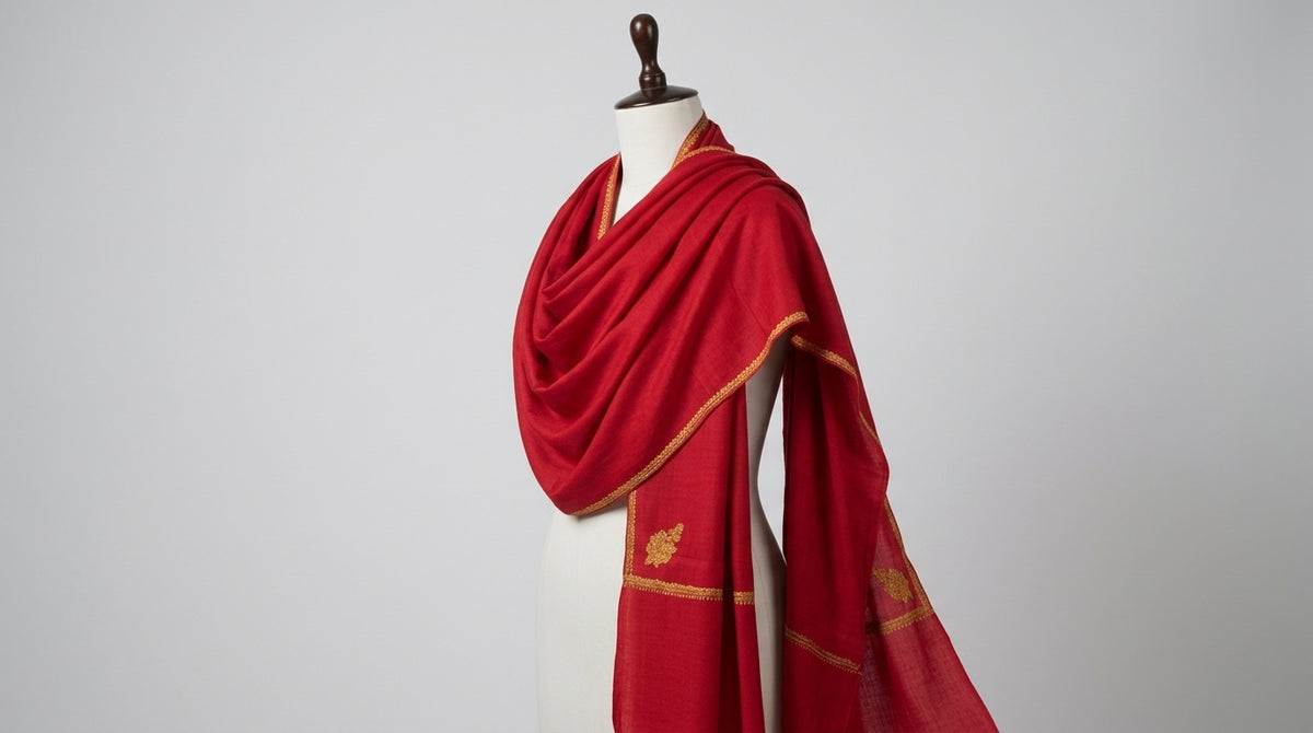 Kashmiri Pashmina Shawl — Ruby & Gold