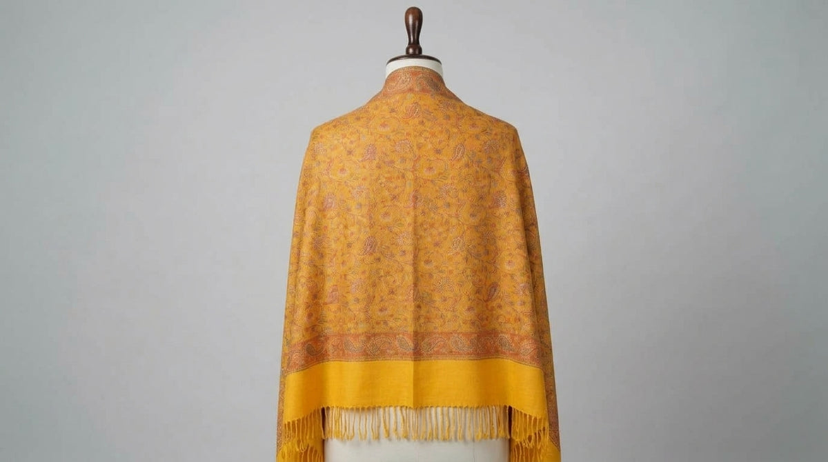 Jamawar Kani Shawl — Mustard Gold