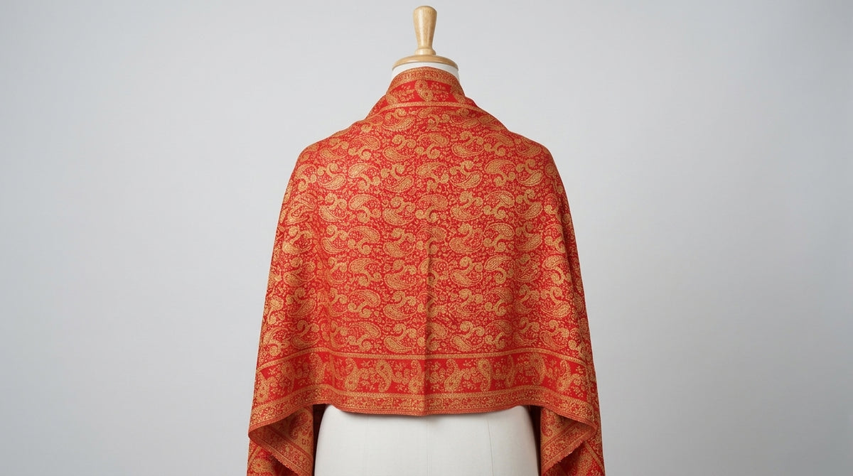 Kani Silk Stole — Rust & Gold